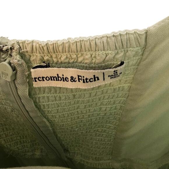 Abercrombie & Fitch Light Pastel Green Romantic Midi Dress with Sheer Sleeves - Picture 12 of 13